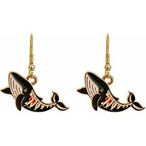 Women's Black Zinc Shark Halloween Dangle Earrings Stainless Steel Hat Ghost
